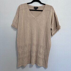 Pendleton Womens  Fringe Knit Top Short Sleeves